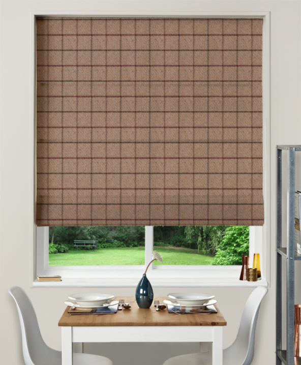 Made To Measure Roman Blind Bamburgh Mulberry 1