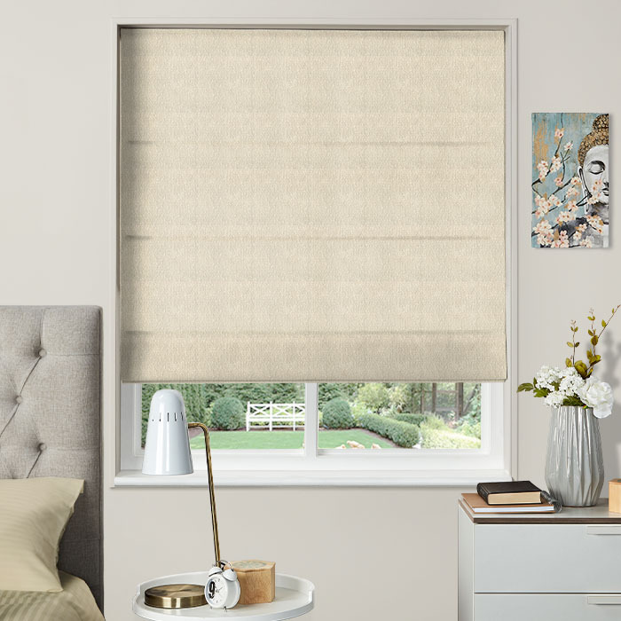 Roman Blind in Boucle Ivory