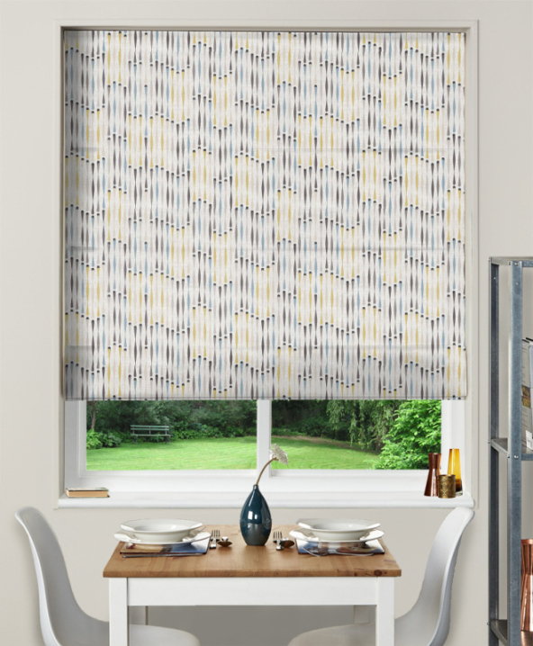 Made To Measure Roman Blind Cassandra Charcoal Chartreuse 1
