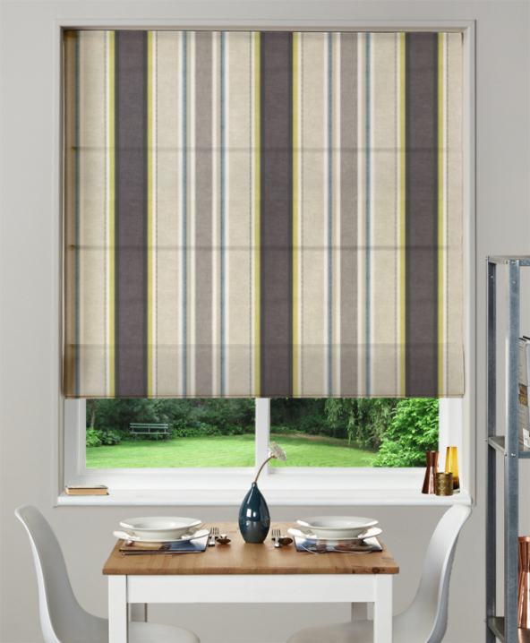 Made To Measure Roman Blind Luella Charcoal Chartreuse 1
