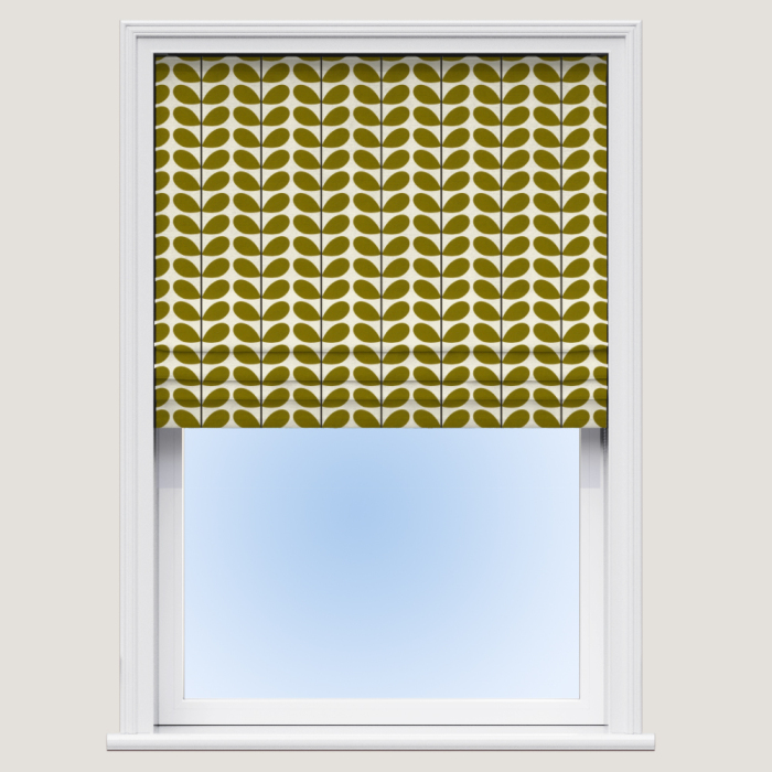 Two Colour Stem Olive Roman Blind