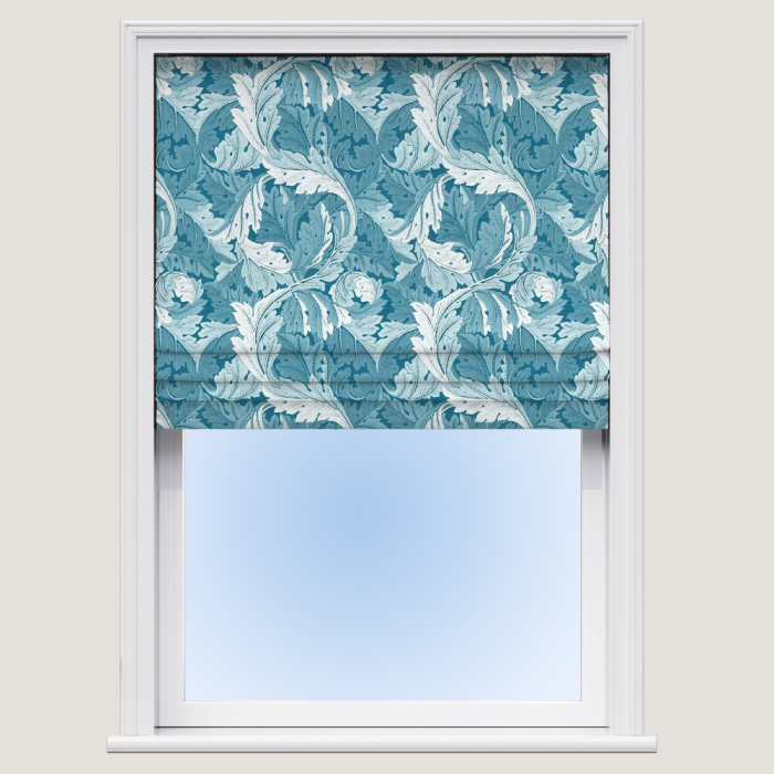 Roman Blind in Acanthus Jacquard Denim