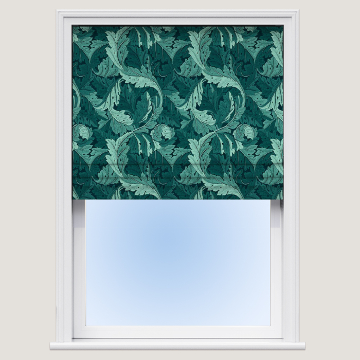 Roman Blind in Acanthus Jacquard Teal