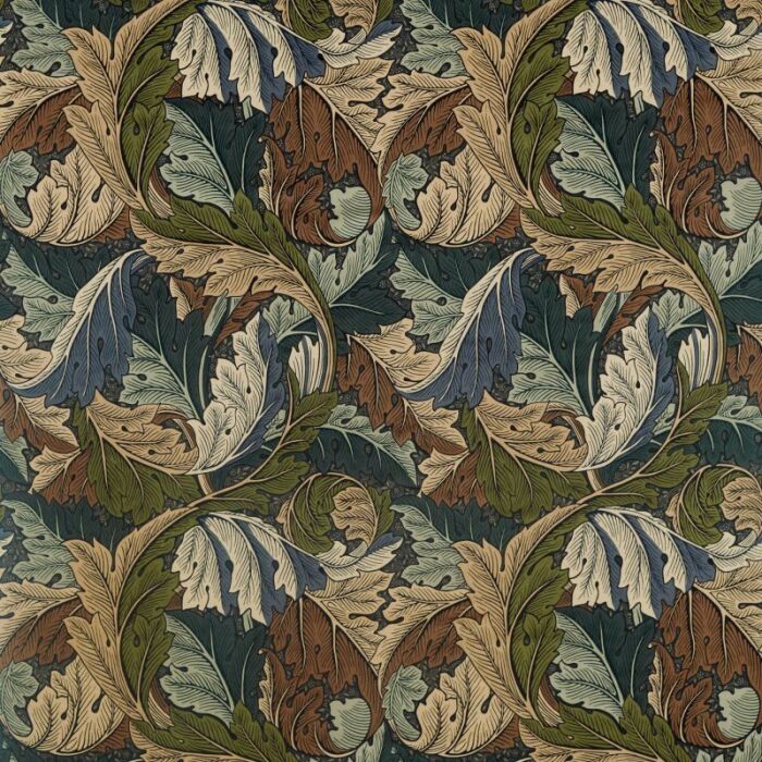 Acanthus Velvet Slate Blue/Thyme Fabric by Morris & Co