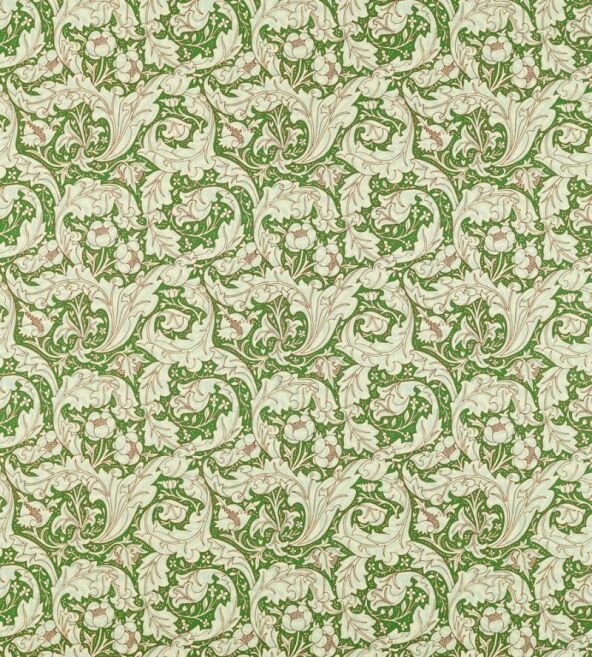 Bachelors Button Leaf Green/Sky Fabric by Morris & Co