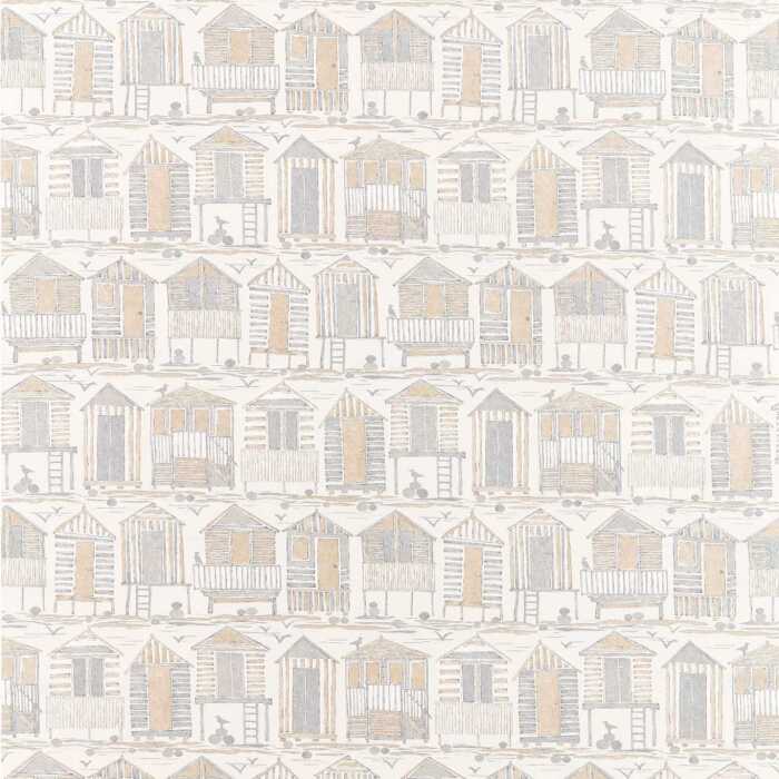 Beach Huts Driftwood Fabric by Sanderson