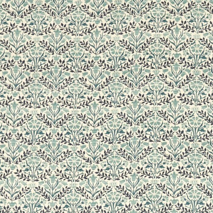 Bellflowers Indigo/Seagreen Fabric by Morris & Co