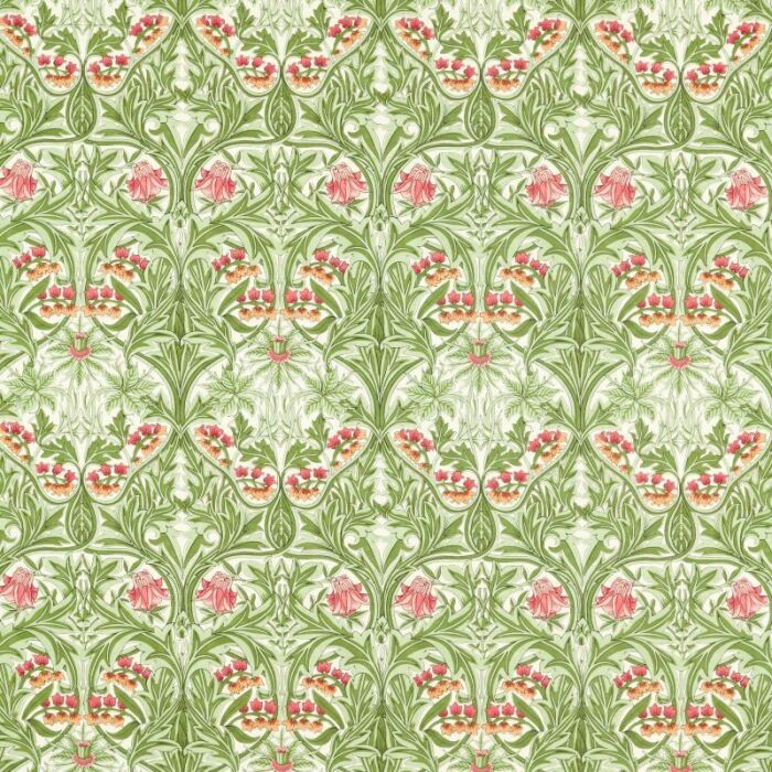 Bluebell Leaf Green/Sweet Briar Fabric by Morris & Co