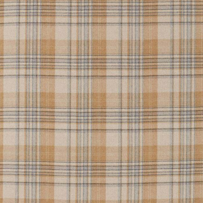 Bryndle Check Honey/Grey Fabric by Sanderson