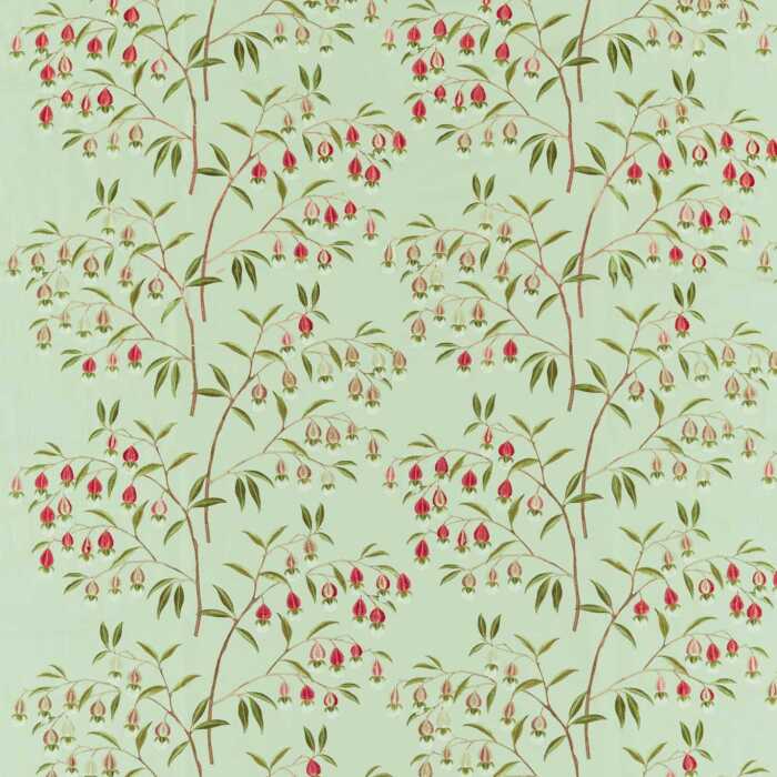 Chinese Lantern Mint & Apricot Fabric by Sanderson