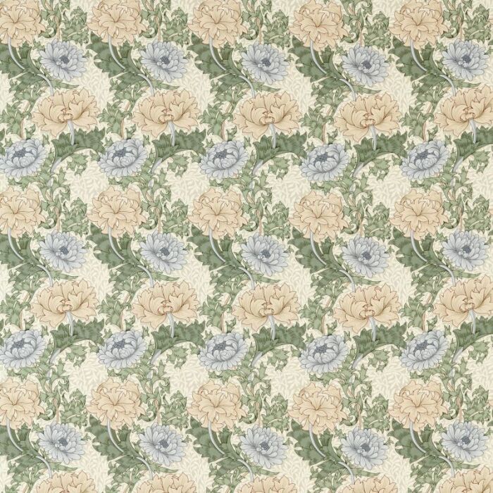 Chrysanthemum Outdoor Mineral/Cream Fabric by Morris & Co