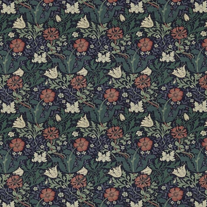 Compton Indigo/Green Fabric by Morris & Co