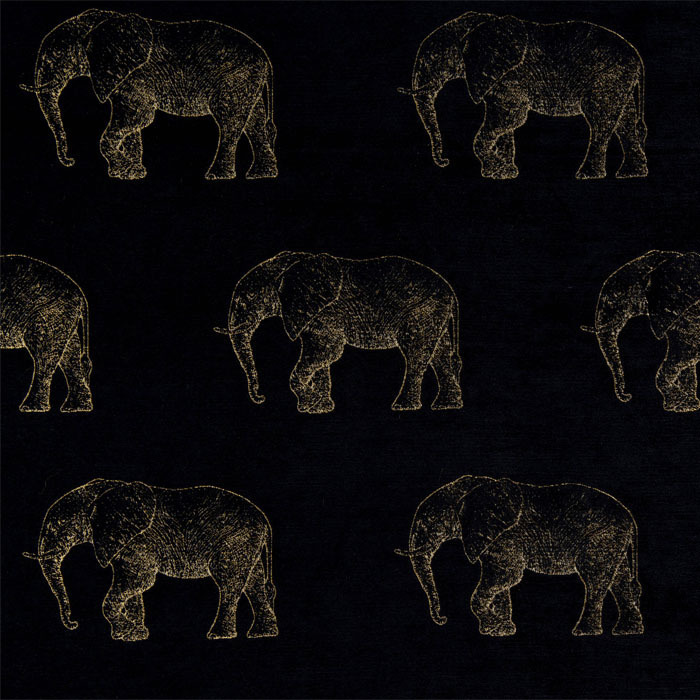 Elephant Noir Fabric by Porter And Stone