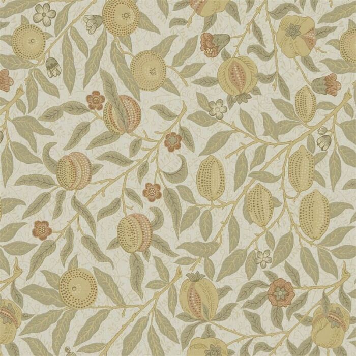 Fruit Weave Parchment/Bayleaf Fabric by Morris & Co