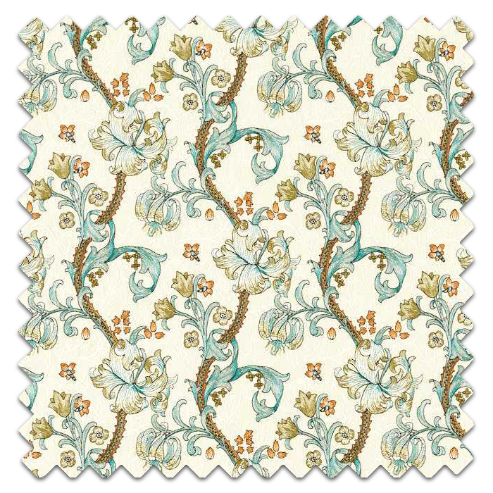 Swatch of Golden Lily Embroidery Linen Teal