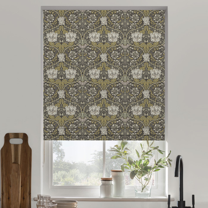 Roman Blind in Honeysuckle Mocha by William Morris