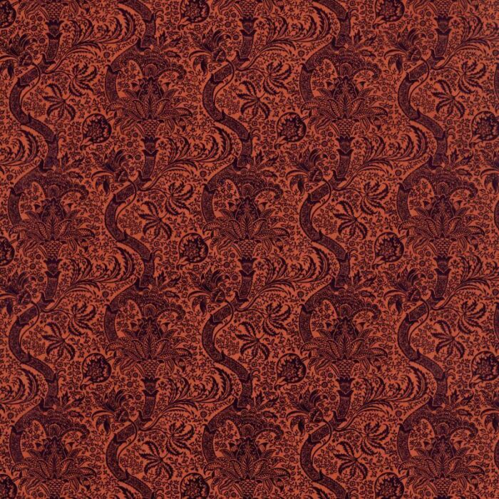 Indian Flock Velvet Russet/Mulberry Fabric by Morris & Co