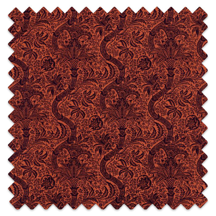 Swatch of Indian Flock Velvet Russet/Mulberry