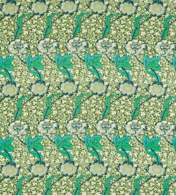 Kennet Olive/Turquoise Fabric by Morris & Co