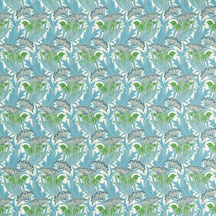 Laceflower Garden Green/Lagoon Fabric by Morris & Co