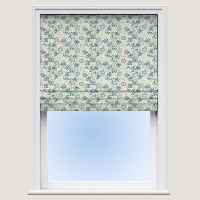 Roman Blind in Mallow Jacquard Midnight Denim