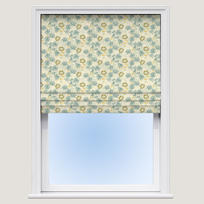 Roman Blind in Mallow Jacquard Mineral Chartreuse