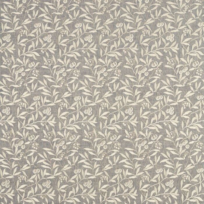 Pure Arbutus Embroidery Inky Grey Fabric by Morris & Co