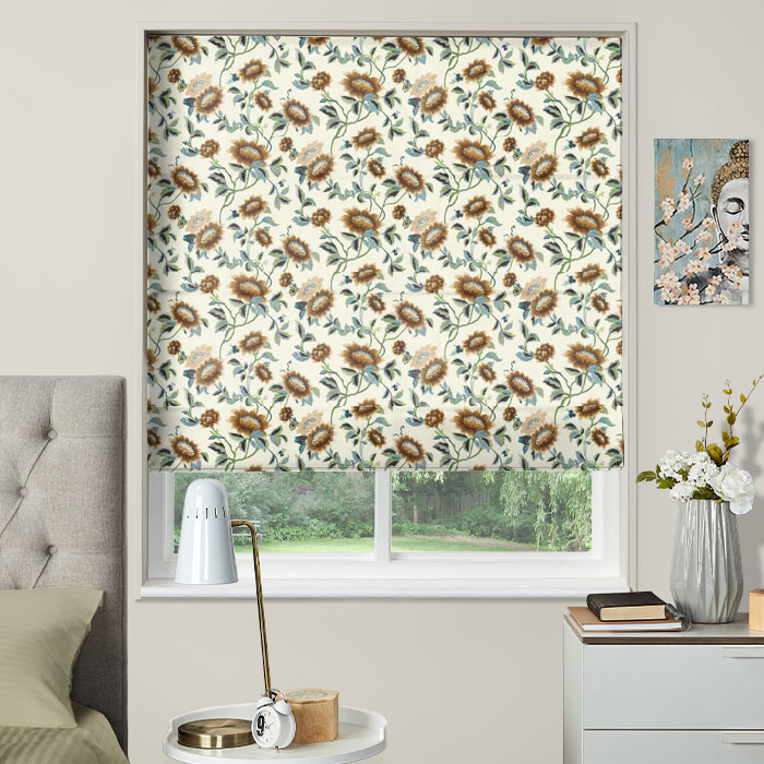 Roman Blind in Tonquin Ivory Chartreuse Embroidery by Clarke And Clarke