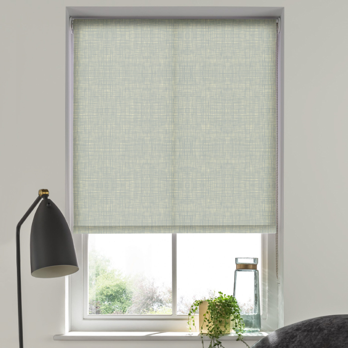 Eve Electric Roller Blind in Scribble Duckegg