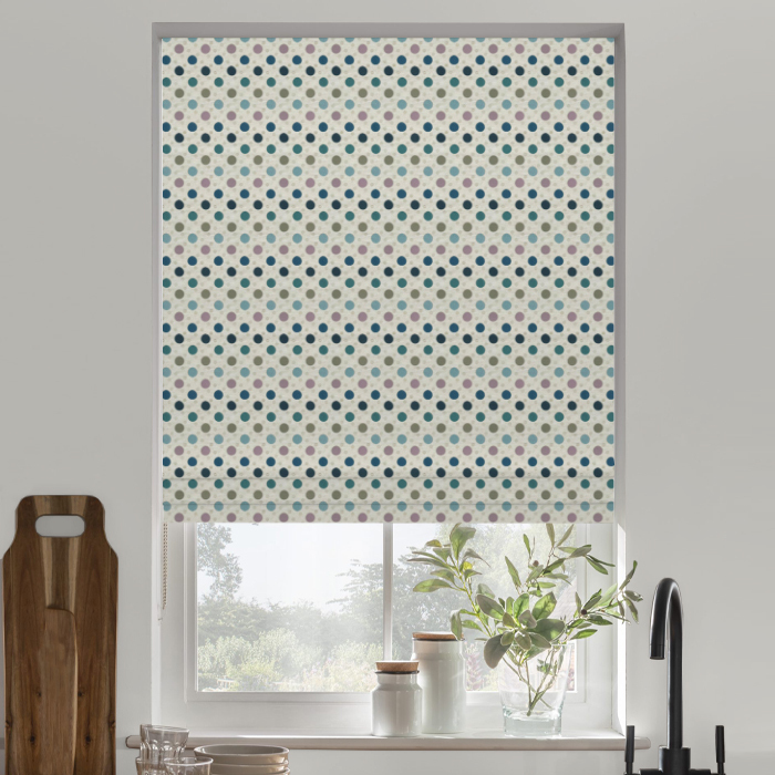 Roman Blind in Spotty Purple Haze