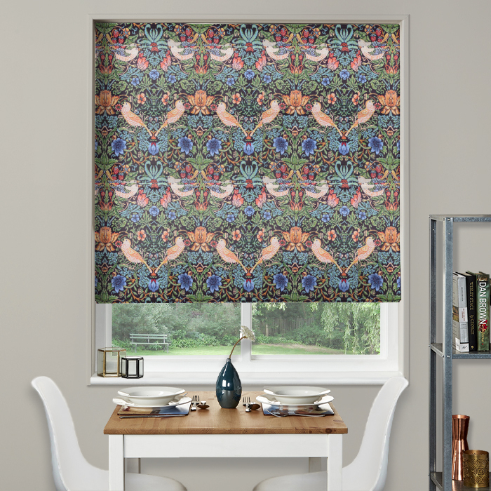 Strawberry Thief Tapestry Black Roman Blind