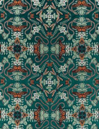 Emerald Forest Teal Jacquard Fabric