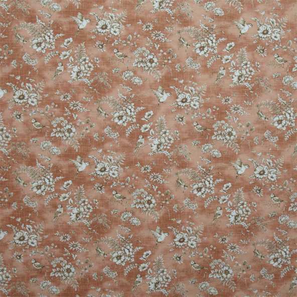 Finch Toile Coral Fabric Flat Image