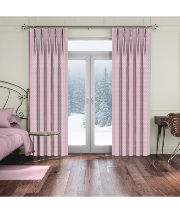 Curtains in Button Spot Pink